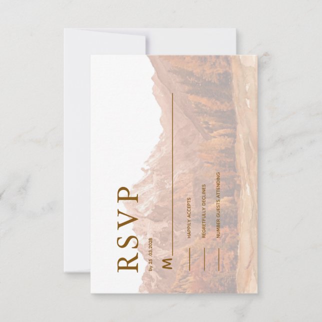 RUSTIC TERRACOTTA MOUNTAIN SIMPLE ELEGANT RSVP  SAVE THE DATE (Front)