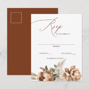 Rustic Terracotta Pampas Boho Floral Fall RSVP Postcard