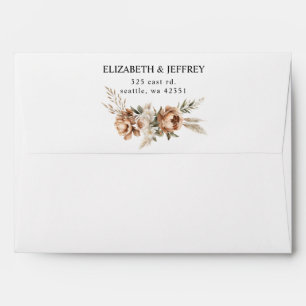 Rustic Terracotta Pampas Boho Floral Fall Wedding Envelope