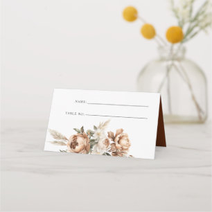Rustic Terracotta Pampas Boho Floral Fall Wedding Place Card