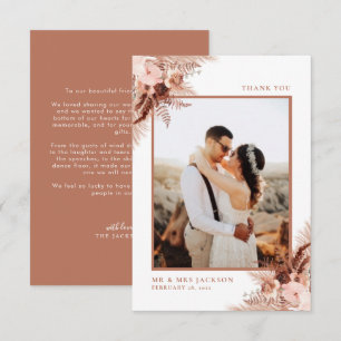 Rustic Terracotta Pampas Grass Elegant Wedding Thank You Card