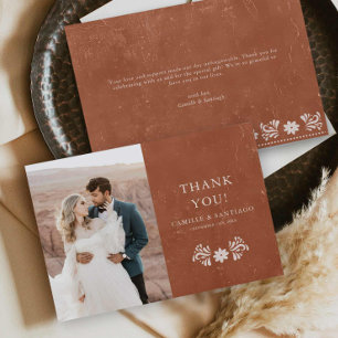 Rustic Terracotta Photo Thank you Card