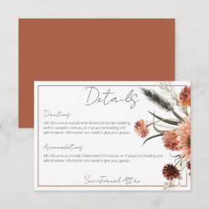Rustic Terracotta Rust Flowers Details Enclosure Card