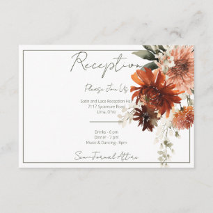 Rustic Terracotta Rust Flowers Reception Enclosure Card