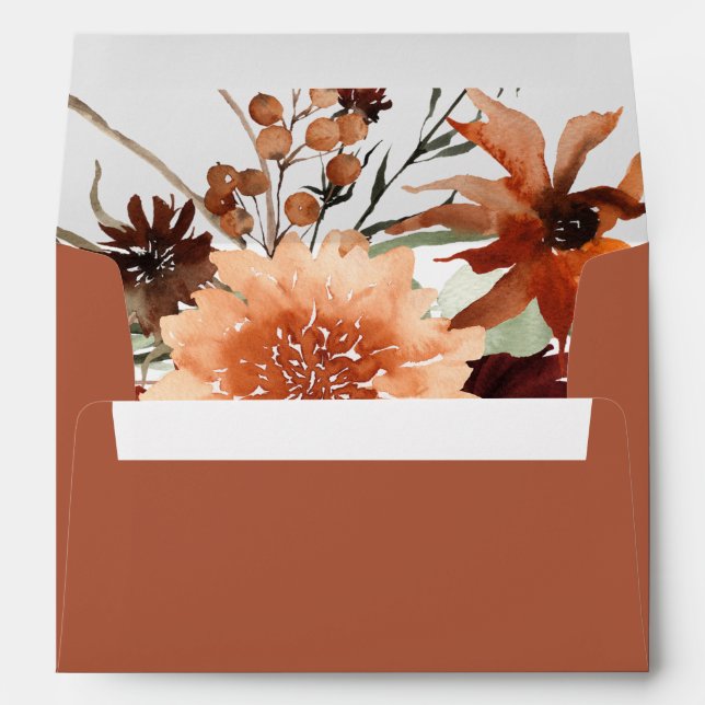 Rustic Terracotta Rust Flowers Terracotta Envelope (Back (Bottom))