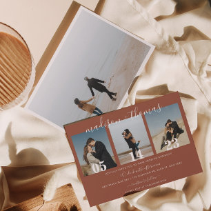 Rustic Terracotta Script Photo Collage Wedding Invitation