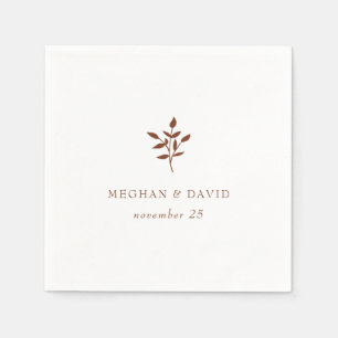 Rustic Terracotta Simple Modern Botanical Wedding Napkin