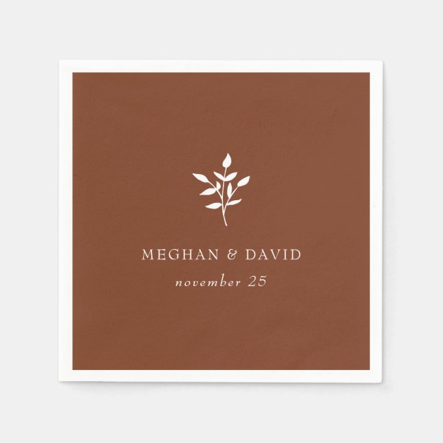 Rustic Terracotta Simple Modern Botanical Wedding Napkin (Front)