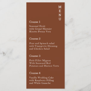 Rustic Terracotta Simple Modern Wedding  Menu