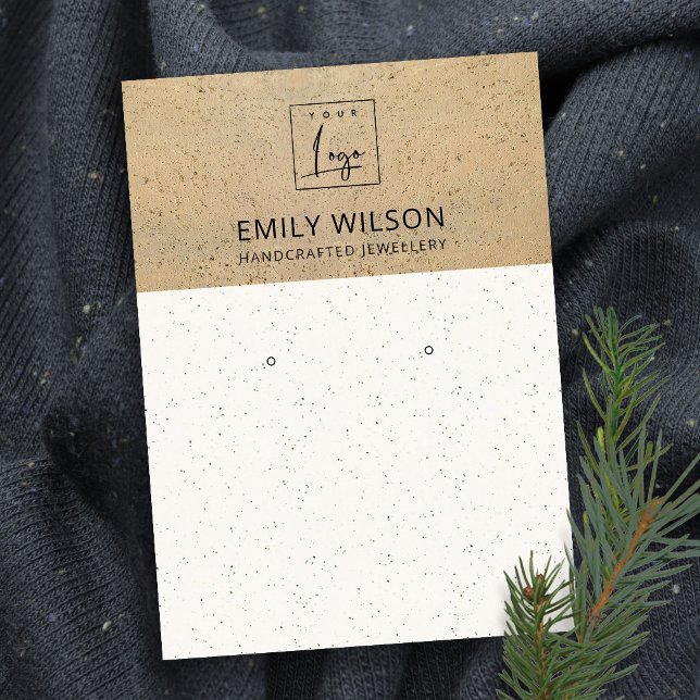 RUSTIC TERRACOTTA TEXTURE LOGO EARRING DISPLAY BUSINESS CARD (Creator Uploaded)