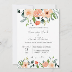Rustic Terracotta Watercolor Floral Invitation
