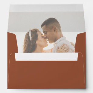 Rustic Terracotta Wedding Return Address Envelope