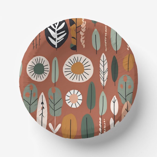 Rustic Terracotta Wildflower Boho Spring Style Paper Plate (Front)