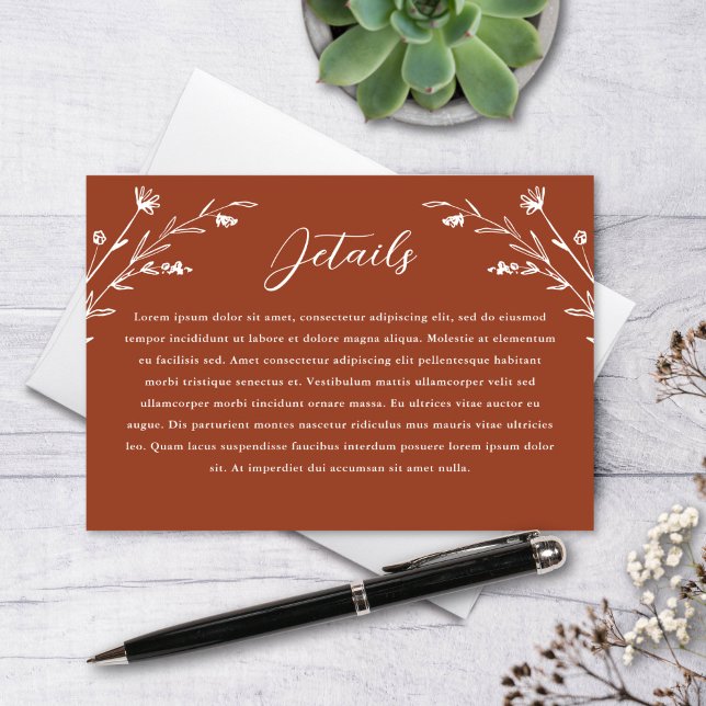 Rustic Terracotta Wildflower Wedding Details Enclosure Card (Creator Uploaded)