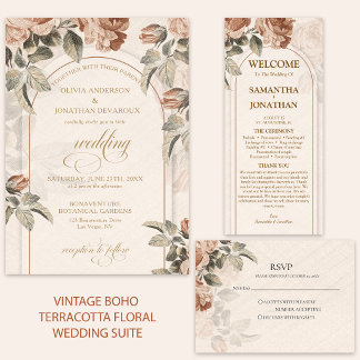 Rustic Terracottac Greenery Floral Arch Wedding | Invitation