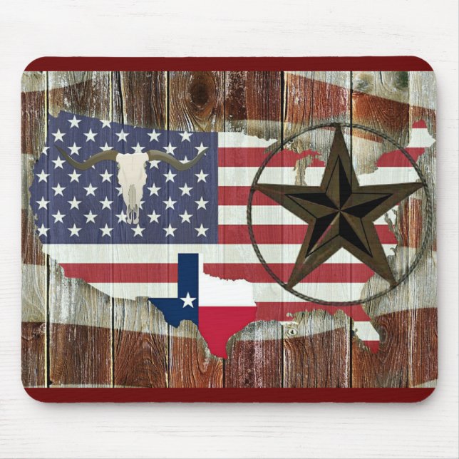 Rustic Texas Lone Star Texas Long Horn Mouse Pad (Front)