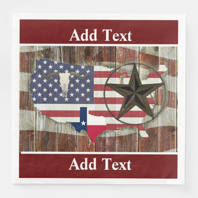 Rustic Texas Lone Star Texas Long Horn Napkin (Front)