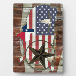 Rustic Texas Lone Star Texas Long Horn Plaque
