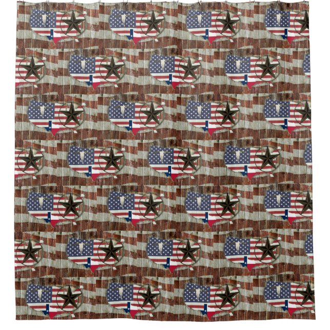 Rustic Texas Lone Star Texas Long Horn Shower Curtain (Front)