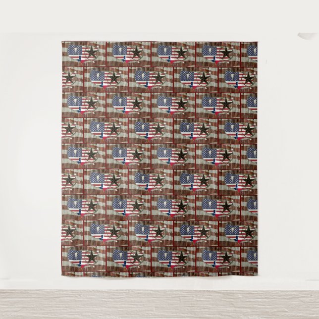 Rustic Texas Lone Star Texas Long Horn Tapestry (Front)