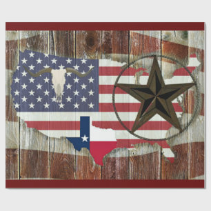 Rustic Texas Lone Star Texas Long Horn Wrapping Paper