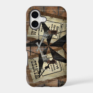 Rustic Texas Star Western Dual Pistols Wanted Sign