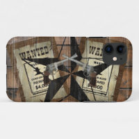 Rustic Texas Star Western Dual Pistols Wanted Sign