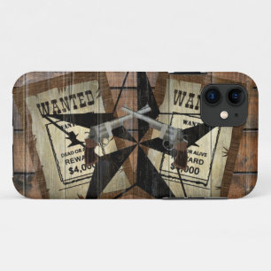 Rustic Texas Star Western Dual Pistols Wanted Sign Case-Mate iPhone Case