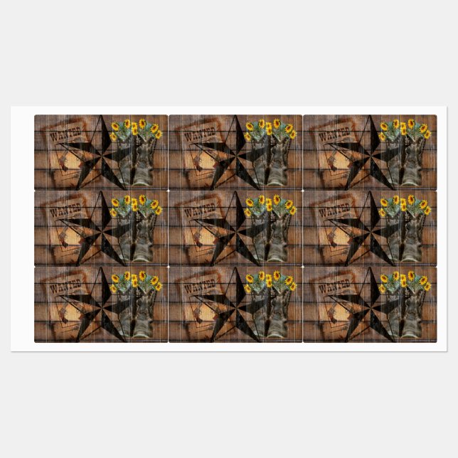 Rustic Texas Star Western Pistol Cowboy Boots (Sheet)