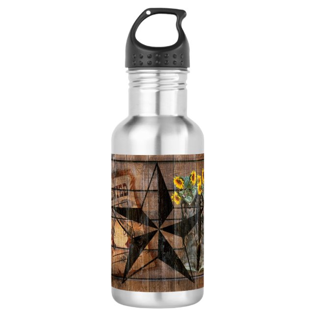 Rustic Texas Star Western Pistol Cowboy Boots 532 Ml Water Bottle (Front)