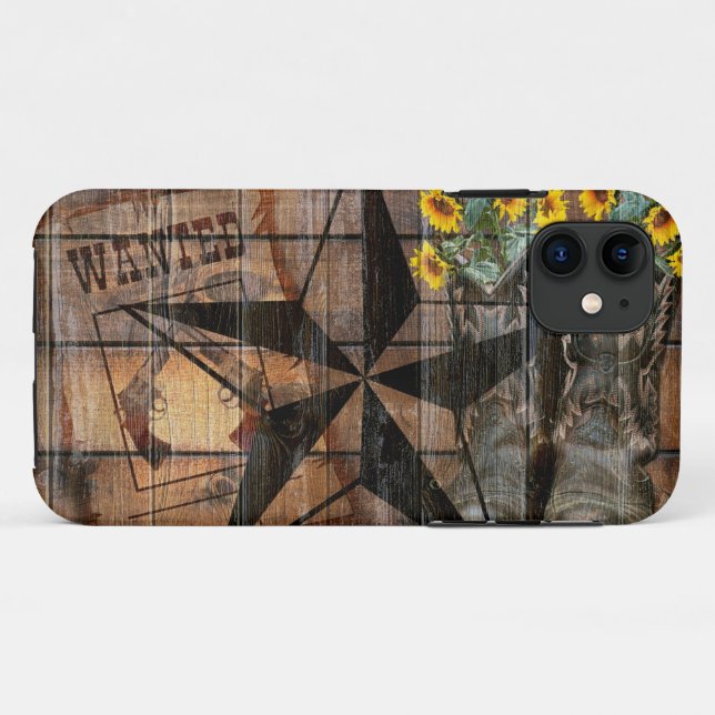Rustic Texas Star Western Pistol Cowboy Boots Case-Mate iPhone Case (Back (Horizontal))