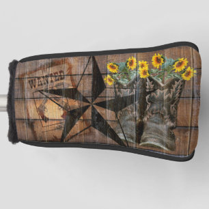 Rustic Texas Star Western Pistol Cowboy Boots Golf Head Cover