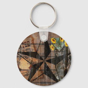 Rustic Texas Star Western Pistol Cowboy Boots Key Ring