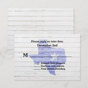 Rustic Texas State Wedding RSVP Card