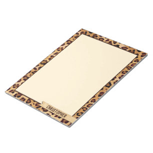 Rustic Texture Leopard Print Personalized Notepad