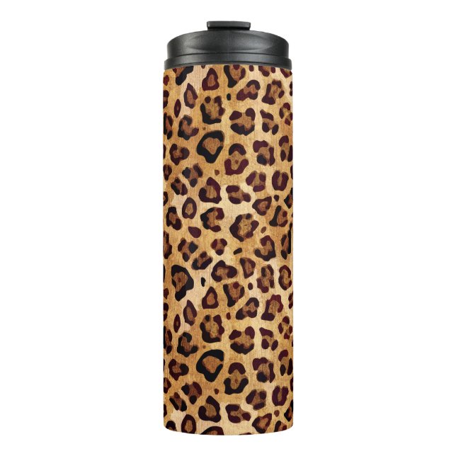 Rustic Texture Leopard Print Thermal Tumbler (Front)