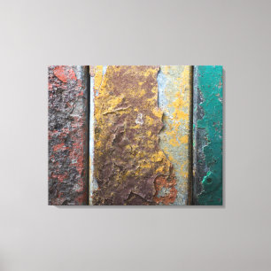 Rustic Texture With Flaking Paint On Rusty Metal Canvas Print