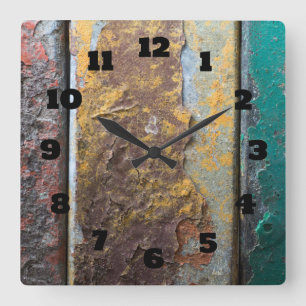 Rustic Texture With Flaking Paint On Rusty Metal Square Wall Clock
