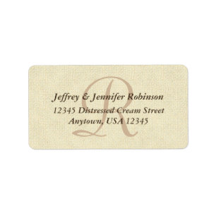 Rustic Textured Cream, Monogram, Return Address Label