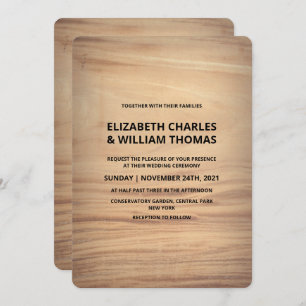 Rustic Textured Wooden Wedding Invitation