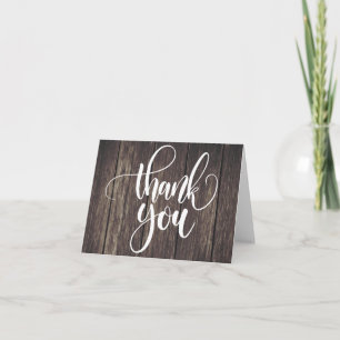 Rustic Thank You Brown Country Wood Wedding Party Card