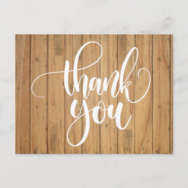 Rustic Thank You Brown Country Wood  Wedding Party Postcard (Front)