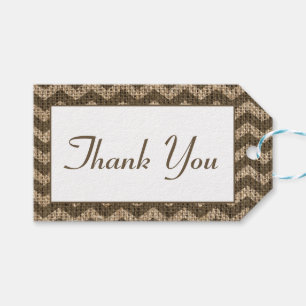 Rustic Thank You Burlap Brown Chevron Country Gift Tags