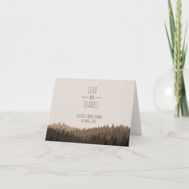 Rustic Thank You card for a Mountain wedding (Front)