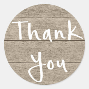 Rustic Thank You Distressed Wood Country Wedding Classic Round Sticker