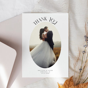 Rustic Thank You Oval Frame Wedding Photo Card