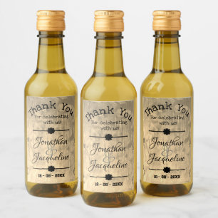Rustic Thank You Simple Script Names Wedding Mini  Wine Label