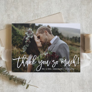 Rustic Thank You So Much Script Photo Wedding Card