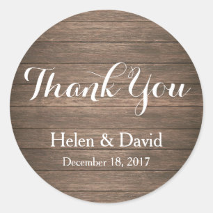 Rustic Thank You Wedding Favour Stickers