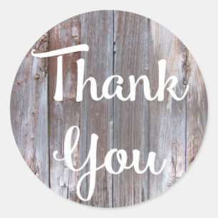 Rustic Thank You Wood  Distressed Country Wedding Classic Round Sticker
